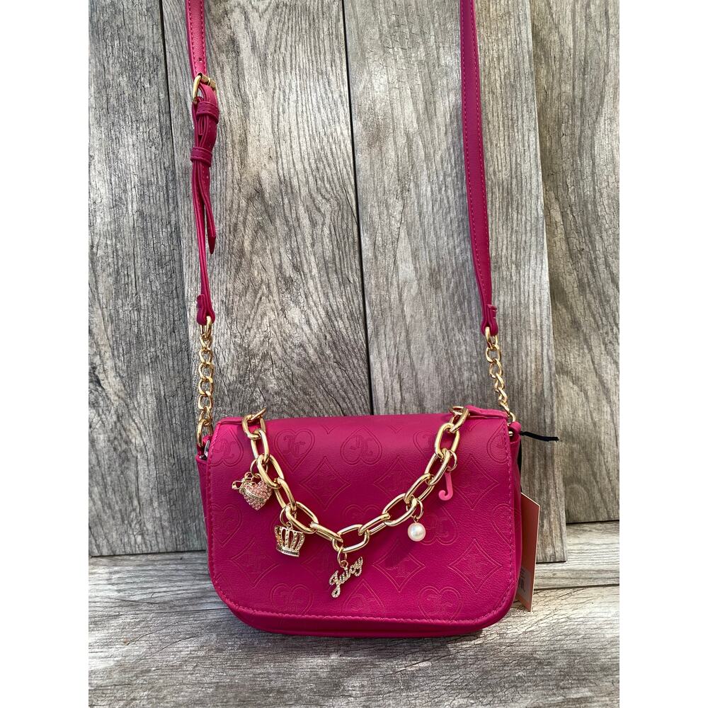 Juicy Couture Pink Crossbody Bag with Gold Chain Charms
